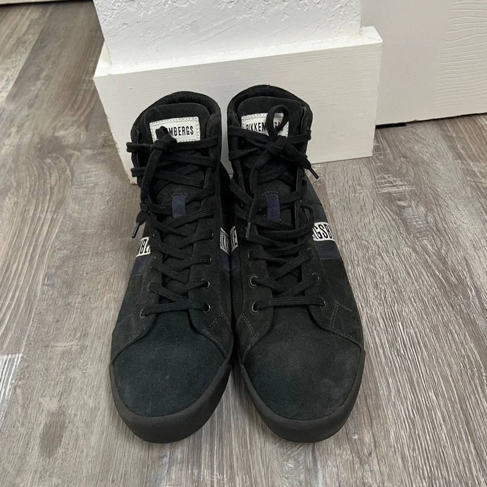 Bikkembergs Black High Top Suede Sneakers